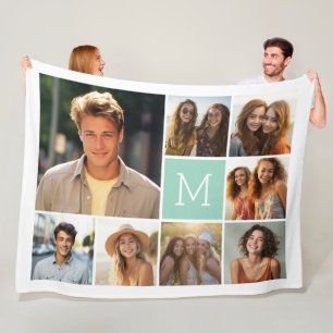 Add Your Own 8 Photo Collage -- CAN edit COLOR Fleece Blanket