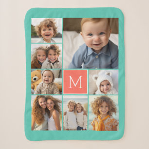 Add Your Own 8 Photo Collage -- CAN edit COLOR Sherpa Blanket