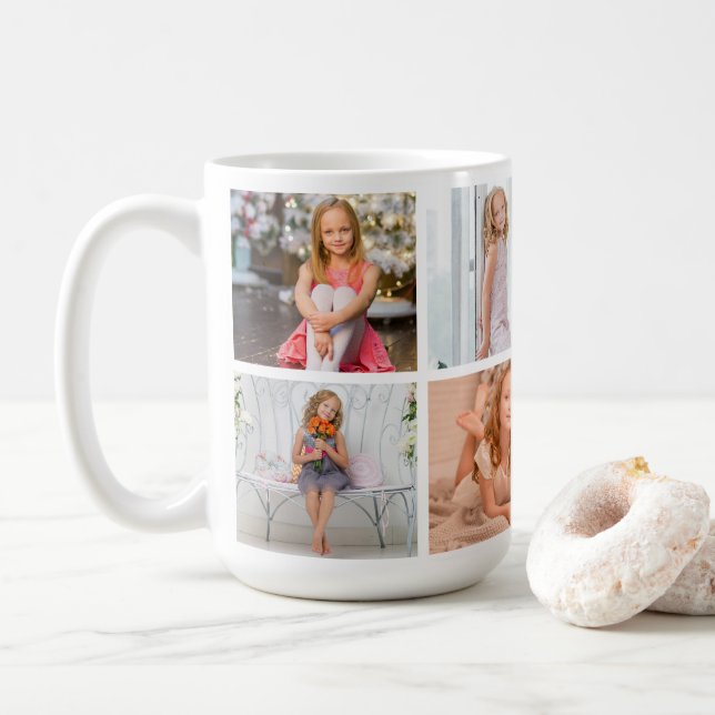 Add Your Own 8 Photo Collage Coffee Mug (With Donut)