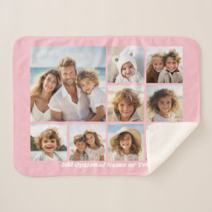 Add Your Own 9 Photos Collage - CAN edit pink Sherpa Blanket