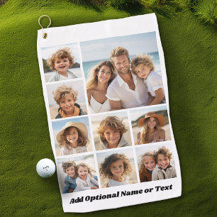 Add Your Own 9 Photos Collage -- Can Edit White Golf Towel