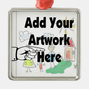 Add your own Artwork or Kid's Artwork for gifts Metal Ornament