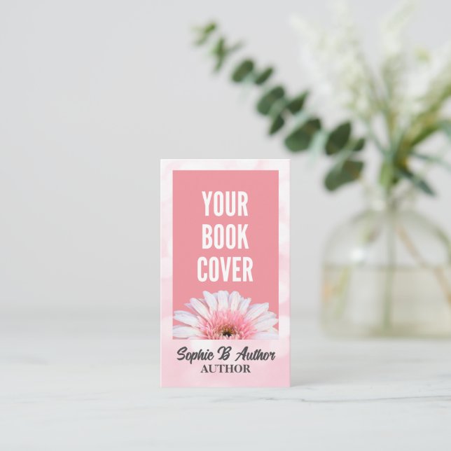 Add Your Own Book Cover Promotional Pink Author Business Card (Standing Front)