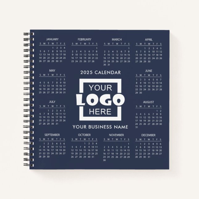 Add Your Own Business Logo 2025 Calendar Notebook (Front)