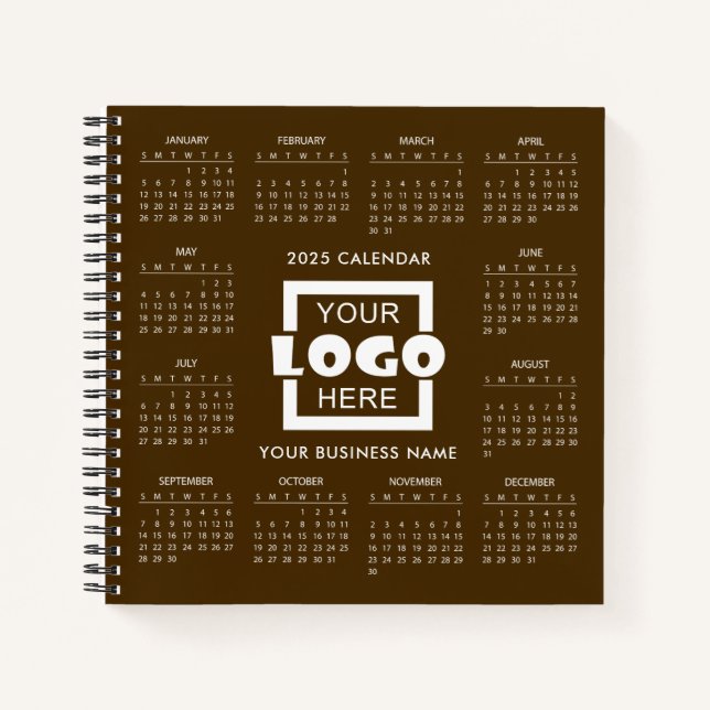 Add Your Own Business Logo 2025 Calendar Notebook (Front)