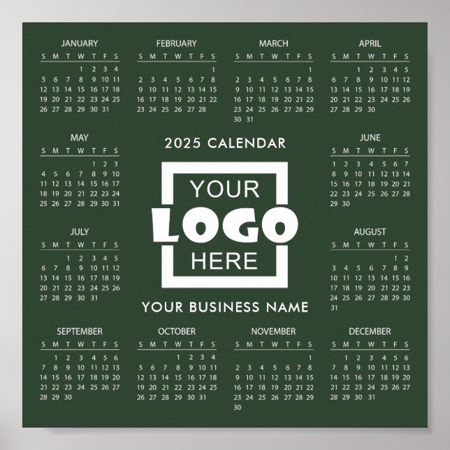 Add Your Own Business Logo 2025 Calendar Poster (Front)