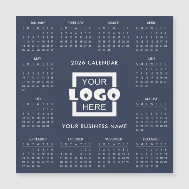 Add Your Own Business Logo 2026 Calendar | Magnet (Front)