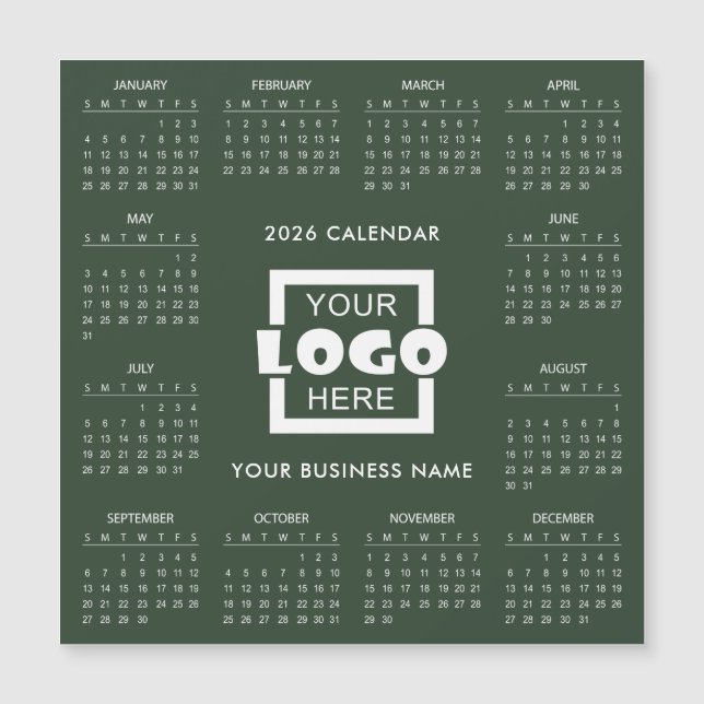 Add Your Own Business Logo 2026 Calendar | Magnet (Front)