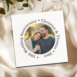 Add Your Own Couple Photo 10th Wedding Anniversary Napkin