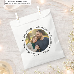 Add Your Own Couple Photo 15th Wedding Anniversary Favour Bag