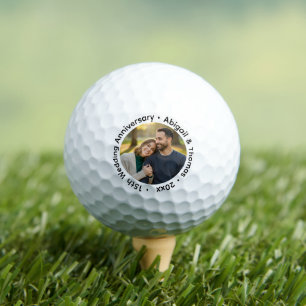 Add Your Own Couple Photo 15th Wedding Anniversary Golf Balls