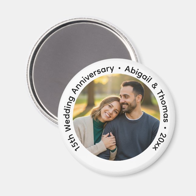 Add Your Own Couple Photo 15th Wedding Anniversary Magnet (Front/Back)