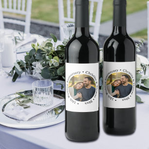 Add Your Own Couple Photo 15th Wedding Anniversary Wine Label