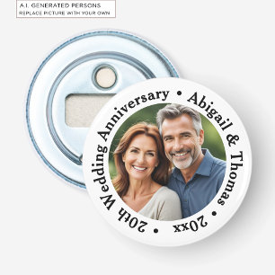 Add Your Own Couple Photo 20th Wedding Anniversary Bottle Opener