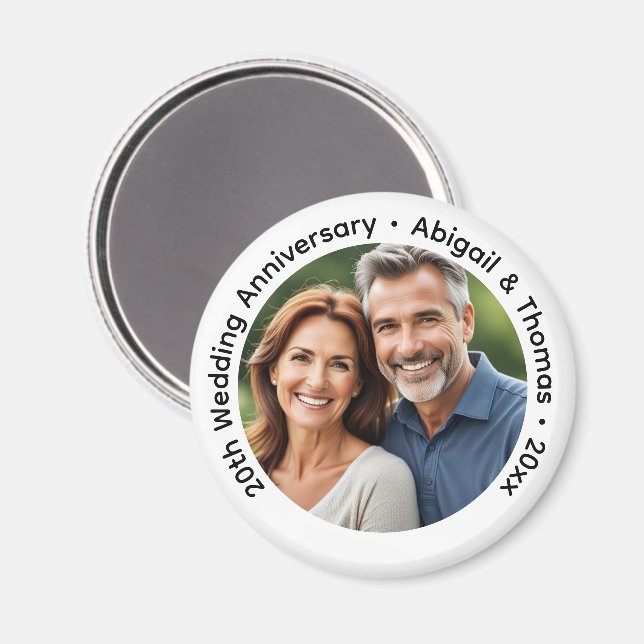 Add Your Own Couple Photo 20th Wedding Anniversary Magnet (Front/Back)
