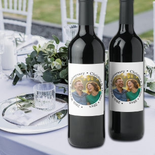 Add Your Own Couple Photo 20th Wedding Anniversary Wine Label
