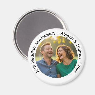 Add Your Own Couple Photo 25th Wedding Anniversary Magnet