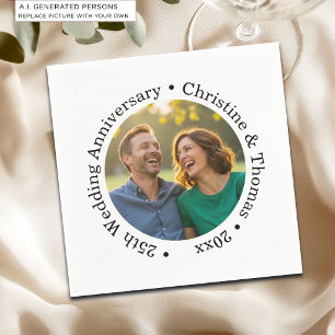 Add Your Own Couple Photo 25th Wedding Anniversary Napkin