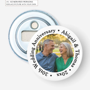 Add Your Own Couple Photo 30th Wedding Anniversary Bottle Opener