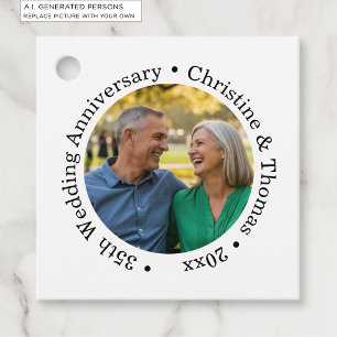 Add Your Own Couple Photo 35th Wedding Anniversary Favour Tags