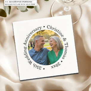 Add Your Own Couple Photo 35th Wedding Anniversary Napkin