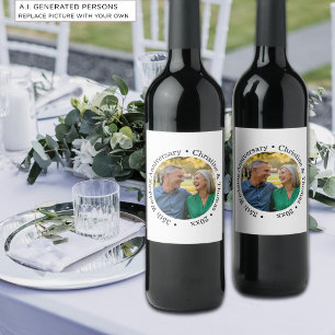Add Your Own Couple Photo 35th Wedding Anniversary Wine Label