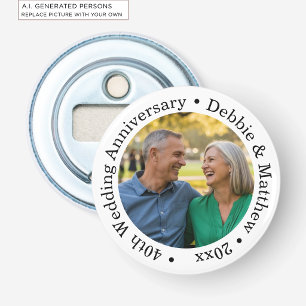 Add Your Own Couple Photo 40th Wedding Anniversary Bottle Opener