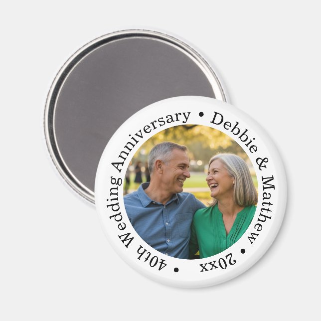 Add Your Own Couple Photo 40th Wedding Anniversary Magnet (Front/Back)