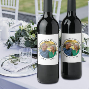 Add Your Own Couple Photo 40th Wedding Anniversary Wine Label