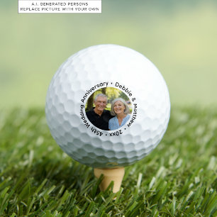 Add Your Own Couple Photo 45th Wedding Anniversary Golf Balls