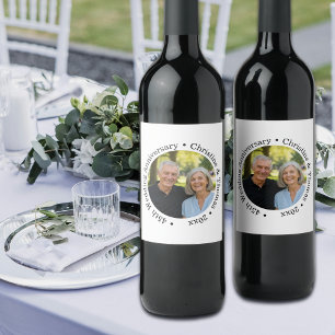 Add Your Own Couple Photo 45th Wedding Anniversary Wine Label