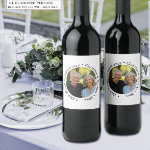 Add Your Own Couple Photo 45th Wedding Anniversary Wine Label
