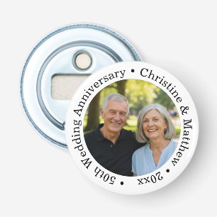 Add Your Own Couple Photo 50th Wedding Anniversary Bottle Opener