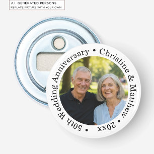 Add Your Own Couple Photo 50th Wedding Anniversary Bottle Opener