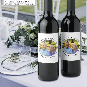 Add Your Own Couple Photo 50th Wedding Anniversary Wine Label