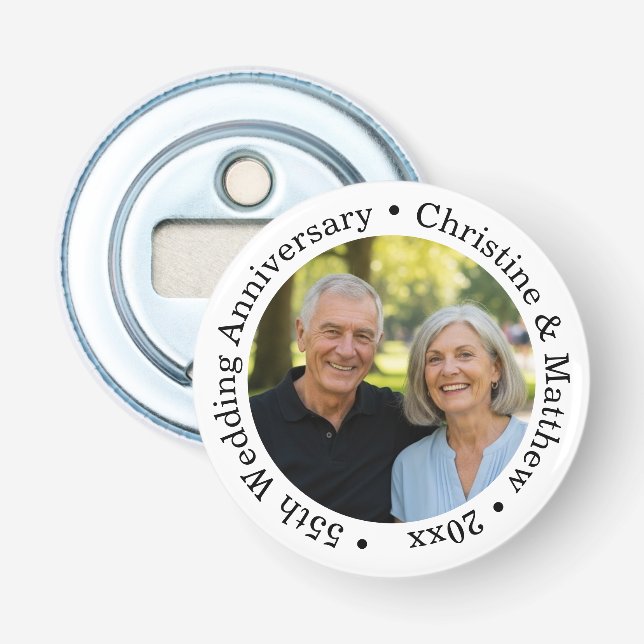 Add Your Own Couple Photo 55th Wedding Anniversary Bottle Opener (Front)