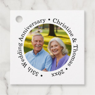 Add Your Own Couple Photo 55th Wedding Anniversary Favour Tags