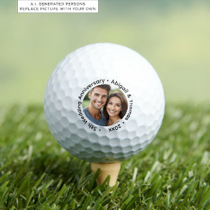 Add Your Own Couple Photo 5th Wedding Anniversary  Golf Balls