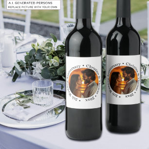 Add Your Own Couple Photo 5th Wedding Anniversary Wine Label