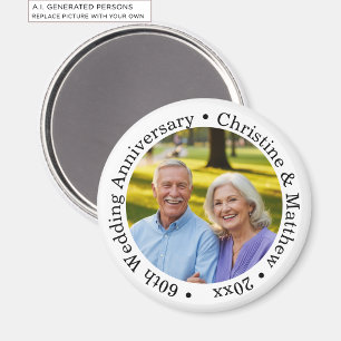 Add Your Own Couple Photo 60th Wedding Anniversary Magnet