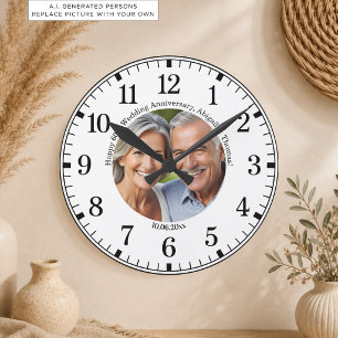 Add Your Own Couple Photo 60th Wedding Anniversary Round Clock