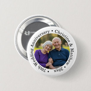 Add Your Own Couple Photo 70th Wedding Anniversary 6 Cm Round Badge