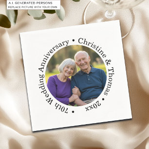 Add Your Own Couple Photo 70th Wedding Anniversary Napkin