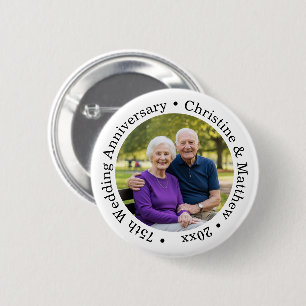Add Your Own Couple Photo 75th Wedding Anniversary 6 Cm Round Badge