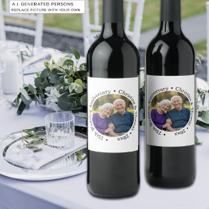 Add Your Own Couple Photo 75th Wedding Anniversary Wine Label