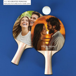 Add Your Own Couple Photo Wedding Anniversary Ping Pong Paddle