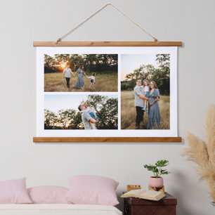 Add Your Own Custom 3 Photo Collage Hanging Tapestry
