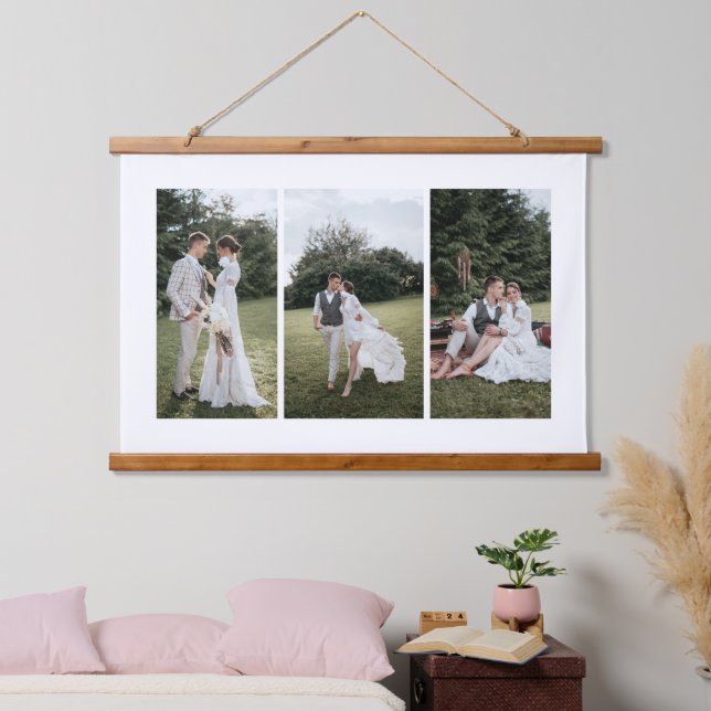 Add Your Own Custom 3 Photo Collage Hanging Tapestry (Bedroom)