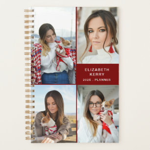 Add Your Own Custom 4 Photo Collage Maroon Planner