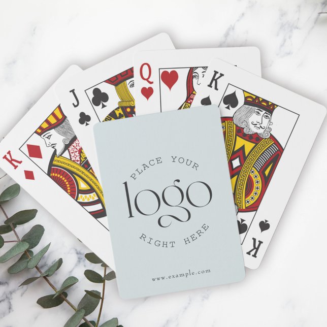 Add Your Own Custom Business Logo Light Blue Playing Cards (elegant light baby blue deck of cards with custom logo)